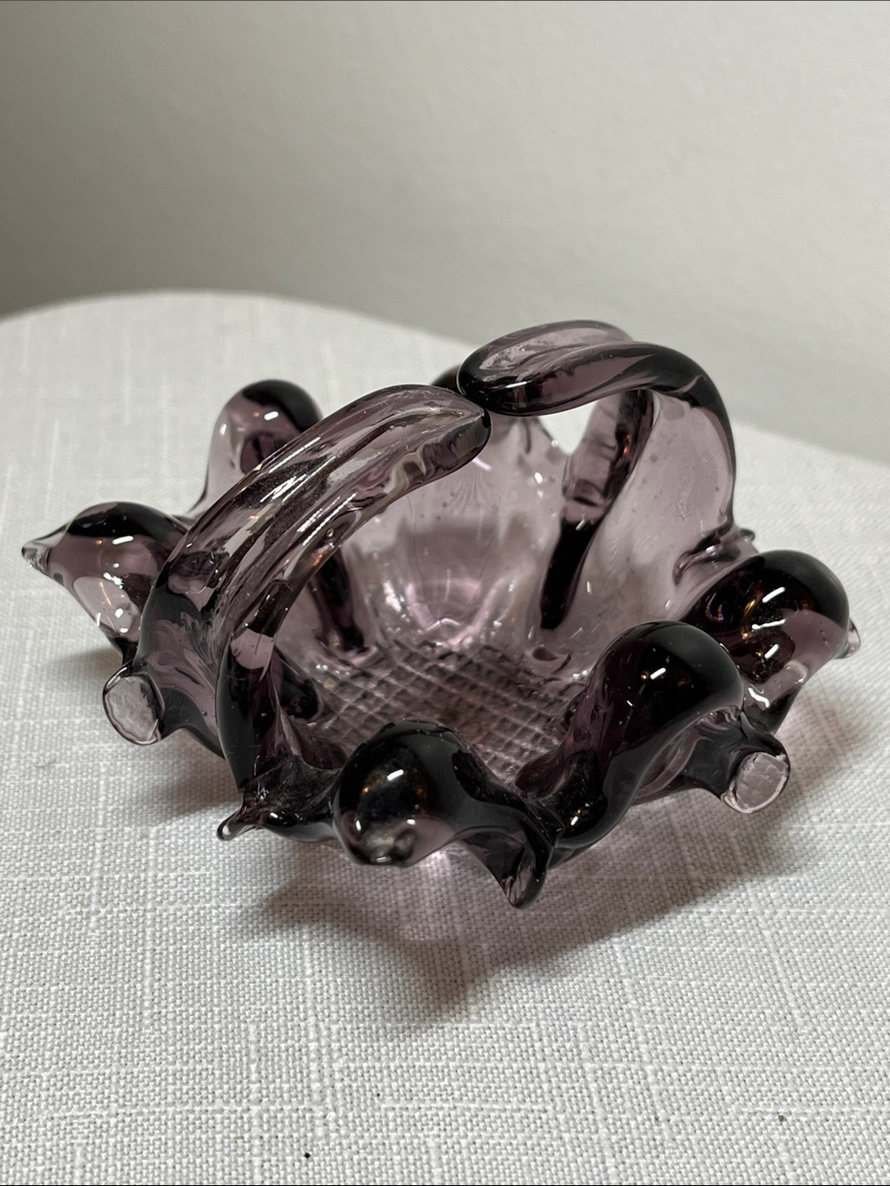 Vintage Amethyst art glass bowl chalet piece 
decor or a trinket dish